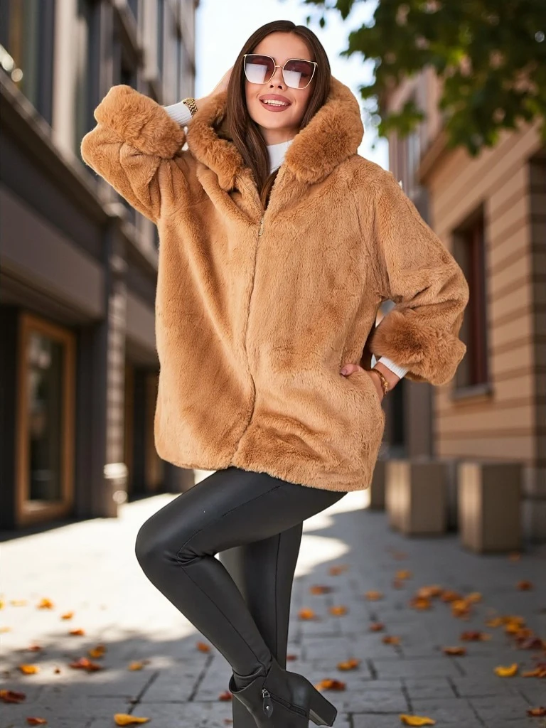 Royalfashion Sieviešu mākslīgā kažoka jaka