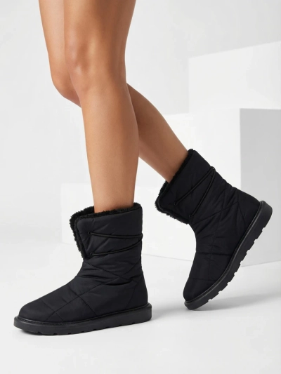 Женские ботинки Luna черные из ткани теплые на зиму