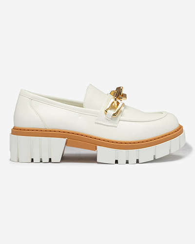 White women's shoes with a golden addition Plirose - Footwear