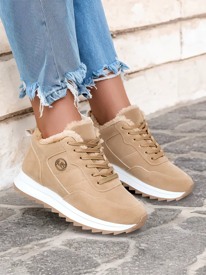 Royalfashion Gaiši brūni sieviešu siltinātie sporta apavi Lahho