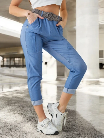 Royalfashion Women's viscose trousers with a belt