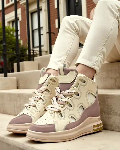 Royalfashion High sports shoes for women with a hidden wedge Oblaffi