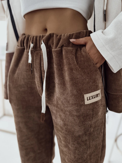 Royalfashion Женский спортивный комплект в коричневую полоску