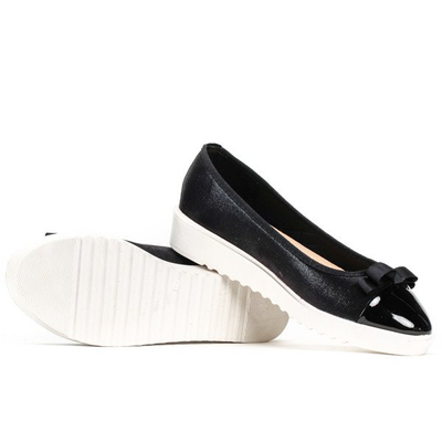 Czarne balerinki na platformie  - Obuwie