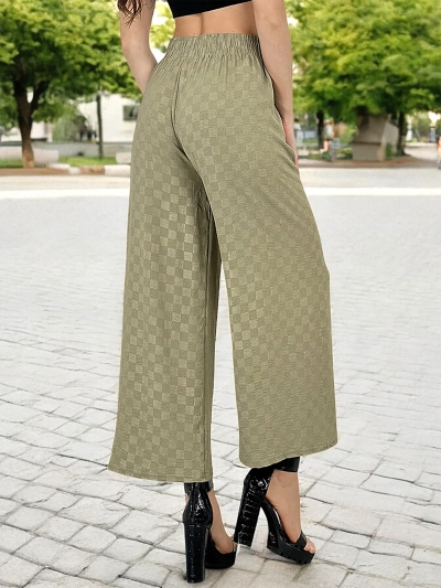 Royalfashion Women's wide plaid pants