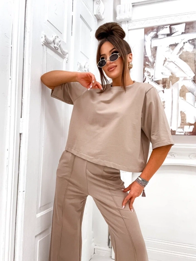 Royalfashion Sieviešu kokvilnas komplekts ar platiem biksēm