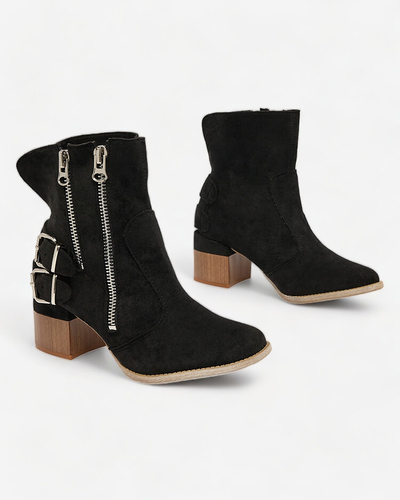Royalfashion Decorated heeled boots in black Zerta