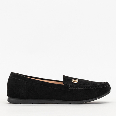 Black women's moccasins with an addition in zircons Endirmo - Footwear