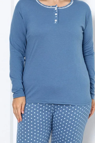 Royalfashion sieviešu kokvilnas 2 daļu polka dot pidžamas PLUS SIZE