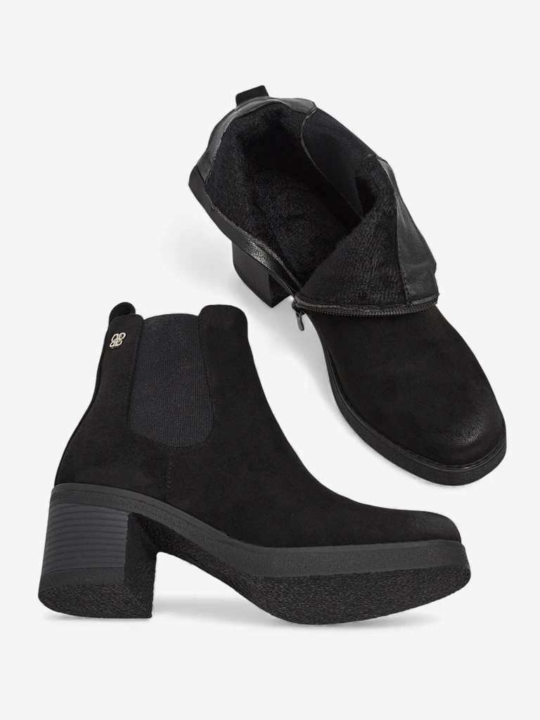 Women's eco-suede ankle boots on a block heel Arsh