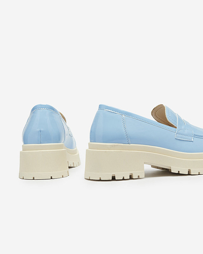 Royalfashion Синие лакированные мокасины для женщин Noppel