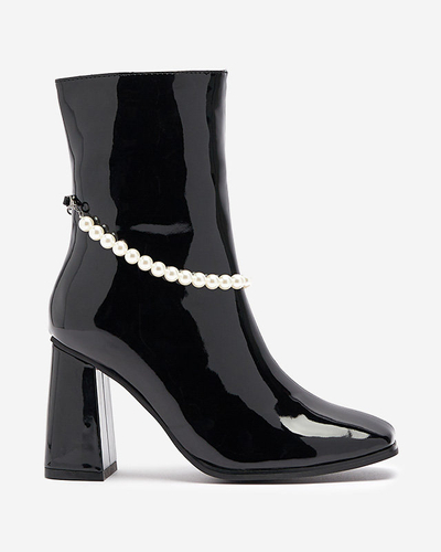 Black lacquered women's high stiletto boots Rassla- Footwear