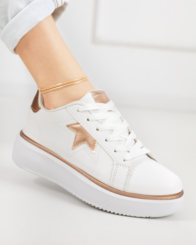 White and pink Taqeva women's sports shoes - Footwear