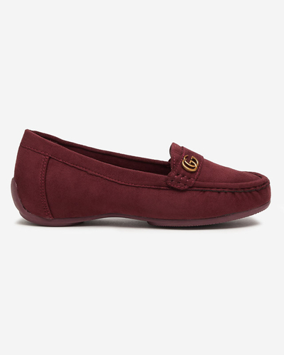 Maroon women's moccasins on low covered heel Lemira - Footwear