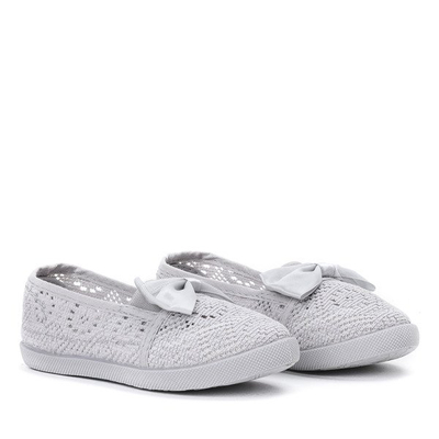 OUTLET Gray girls' sneakers with a satin bow Sugar Boomb - Footwear