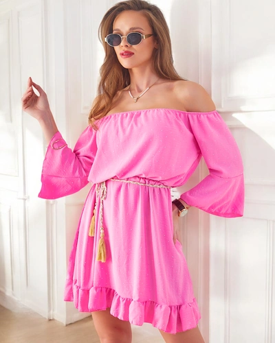 Royalfashion Женское мини-платье в испанском стиле с длинными рукавами и стразами