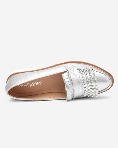 OUTLET Silver lacquered loafers with Fanreso jets - Footwear