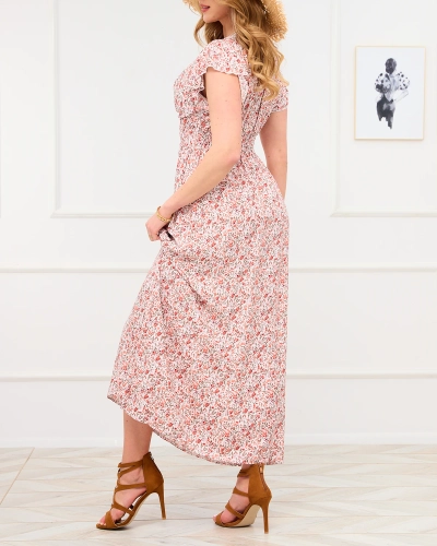 Women's white and orange floral maxi dress - Clothing