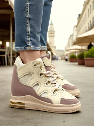 Royalfashion High sports shoes for women with a hidden wedge Oblaffi