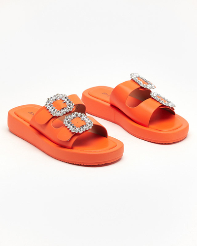 Orange women's slippers with crystals Azazel - Footwear