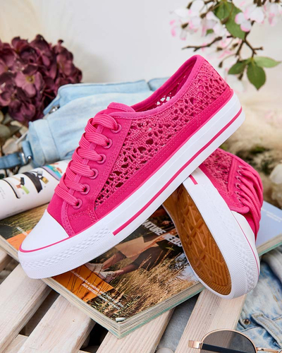 Callista Fuchsia Women's Sneakers - Light Fabric, 2.5 cm Flat Sole