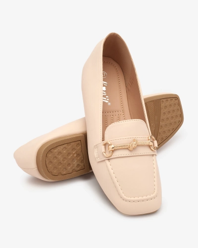 Royalfashion Beige women's moccasins with gold embellishment Olerika