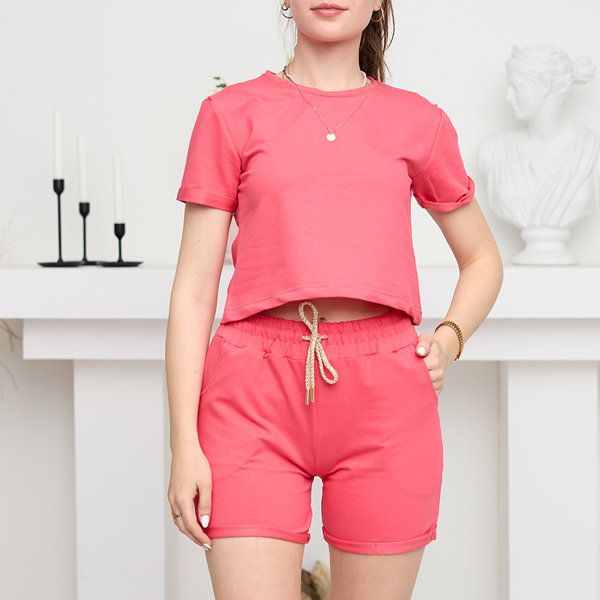 Neon Pink Women's Cotton Sports Sweat Set - Clothing