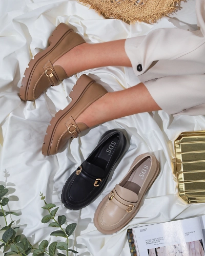 Royalfashion Sieviešu mokasīni gaiši brūnā krāsā Desise