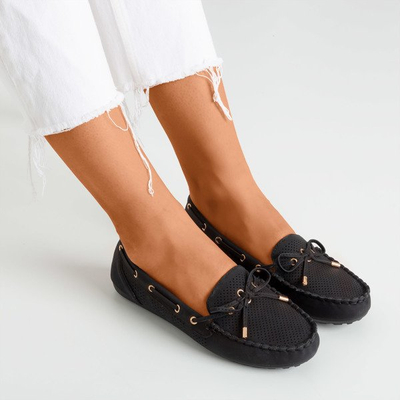 Black loafers with Orisa bow - Footwear