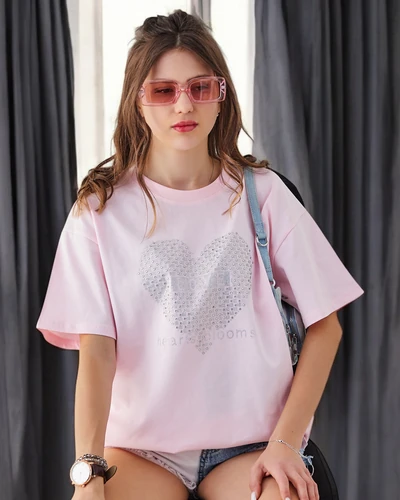 Royalfashion Women's Cotton T-Shirt LOVE with Crystals