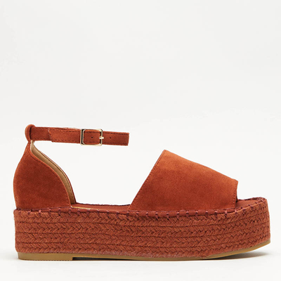 Brown women's sandals on the Ponera platform - Footwear