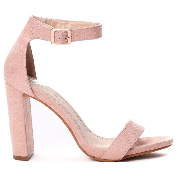 Różowe sandały na słupku- Obuwie