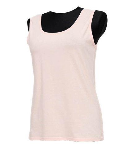 Light pink women's T-shirt with shoulder straps PLUS SIZE - Clothing