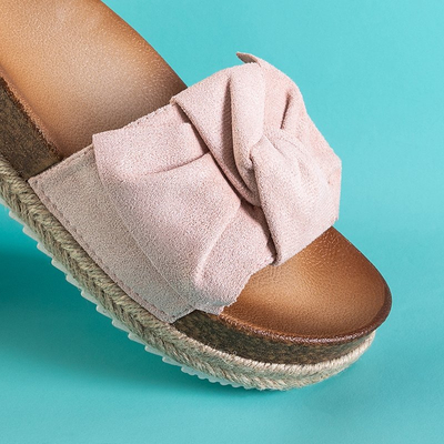 Розовые женские шлепанцы с бантом Jenis