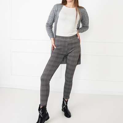 Women's black checkered leggings with stripes PLUS SIZE - Clothing