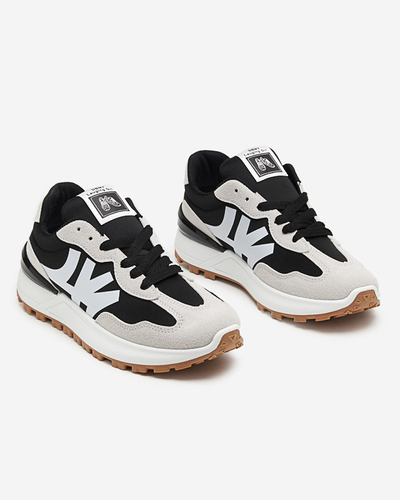 Women's black trainers with gray Narisa inserts - Footwear