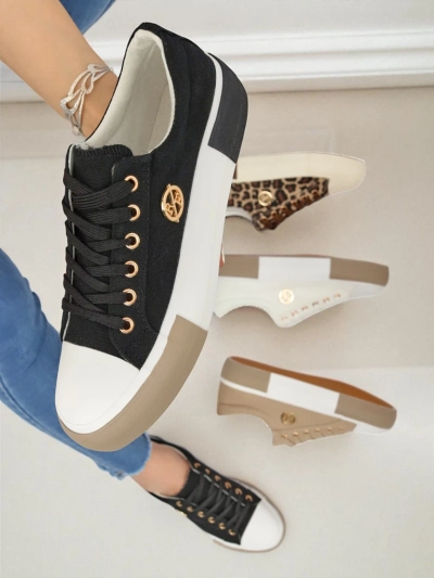 Melnas sieviešu Aurelio Canvas kedas