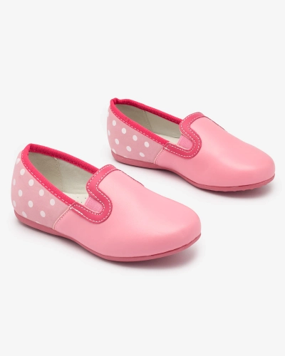 Pink girls' eco leather pea-print half shoes Rellme- Footwear
