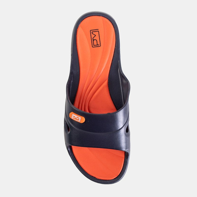 Black women's rubber slippers with an orange Briliana insert - Footwear