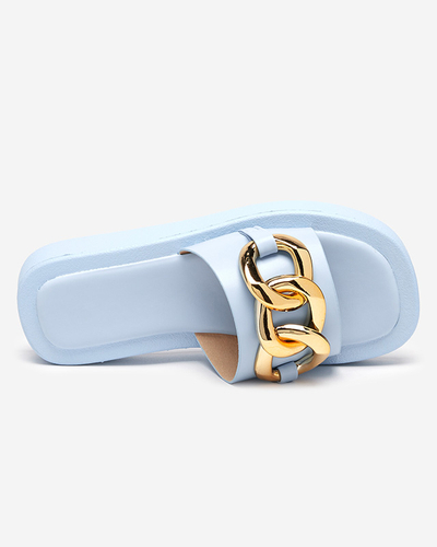 Women's blue slippers with a gold chain Reteris - Footwear