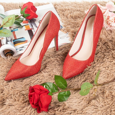Ladies' red heels with glitter Nissa - Footwear
