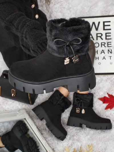 Wyższe botki damskie eko zamszowe z futerkiem Vernaya