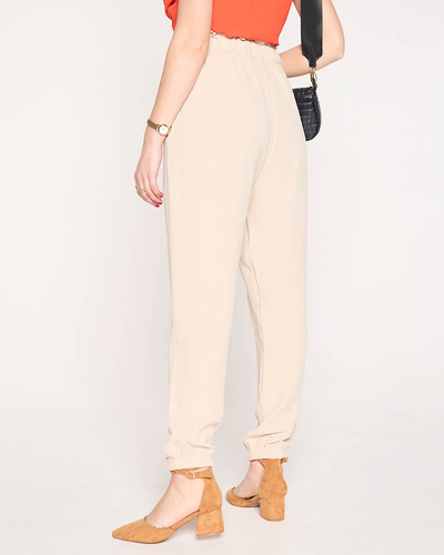 Women's fabric trousers in beige color PLUS SIZE - Clothing