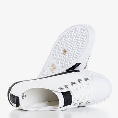 Women's white sneakers with black inserts Zuta - Footwear