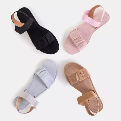 OUTLET Gray women's eco-suede sandals Wiskonsin - Shoes