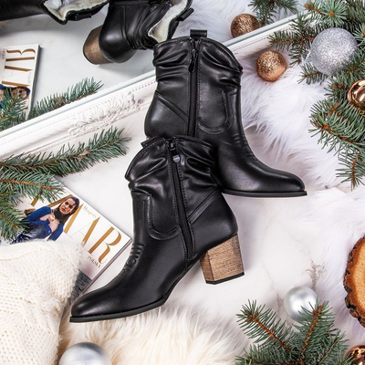 OUTLET Vincenza черные теплые ковбойские сапоги - Обувь