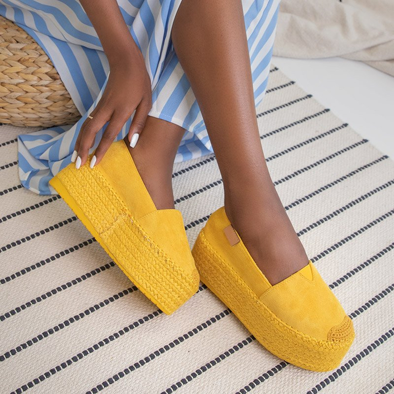 Yellow women's espadrilles on a high platform Kentuki - Footwear