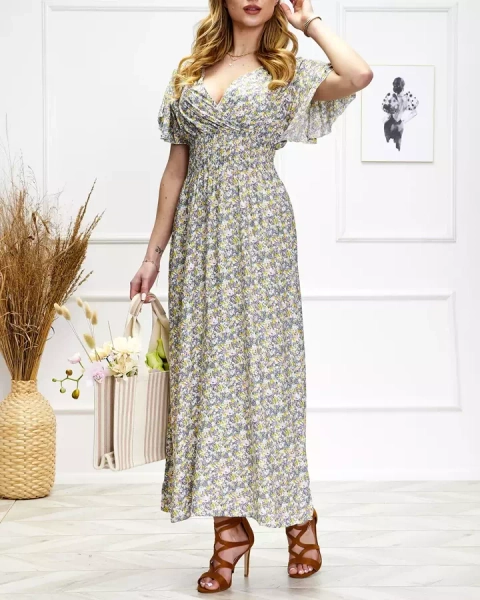 Women's floral midi dress in purple - Clothing