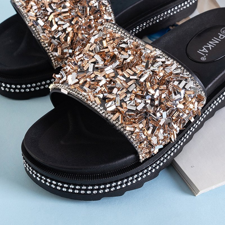 Sieviešu platformas sandales ar rozā zelta kubiskā cirkonija oksiju Lorenali - Apavi