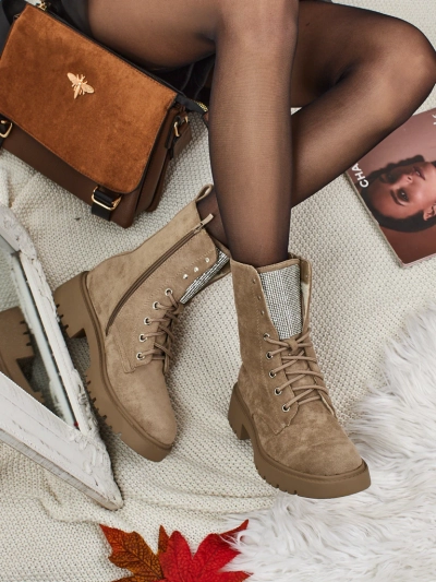 Eco Suede Lace-up Women's Ankle Boots Ferlyne